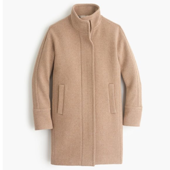 J.Crew Stadium Cloth Wool Cocoon Overcoat Peacoat Trench Jacket Coat Camel Tan - Picture 2 of 10